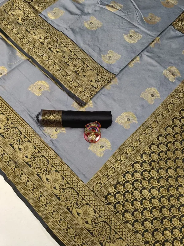 Grey_Embellished_Banarasi_Jacquard_Saree_(Grey)